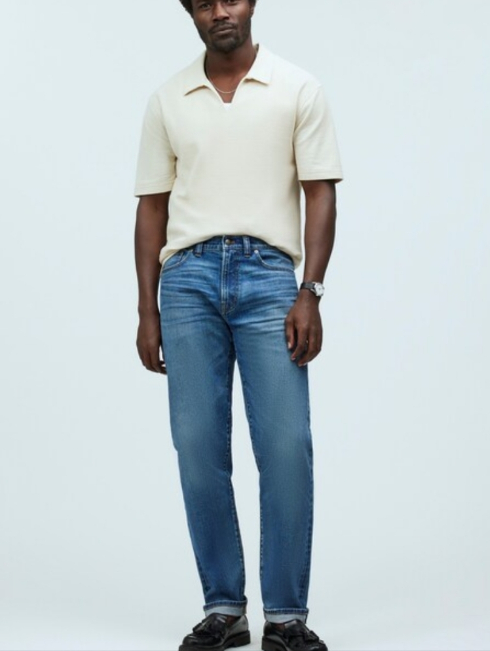 Madewell Relaxed Taper Stretch Selvedge Jeans in Barrington Wash *Flaw 32x32